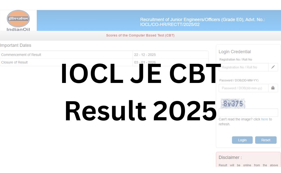 IOCL JE CBT Result 2025