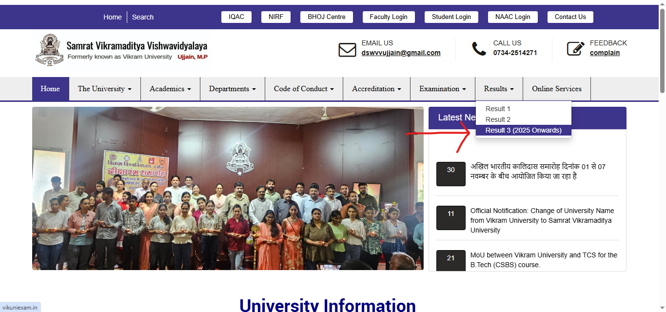 Vikram University Result