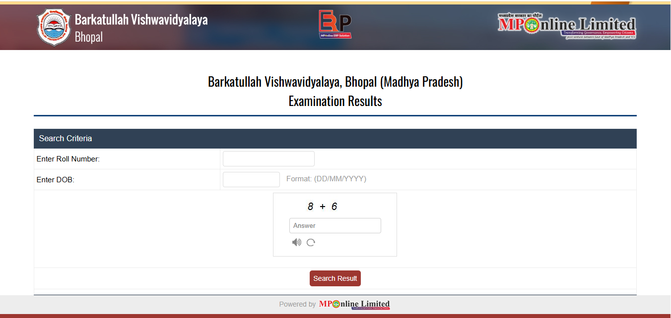 BU Bhopal Result