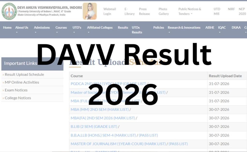 DAVV Result 2026