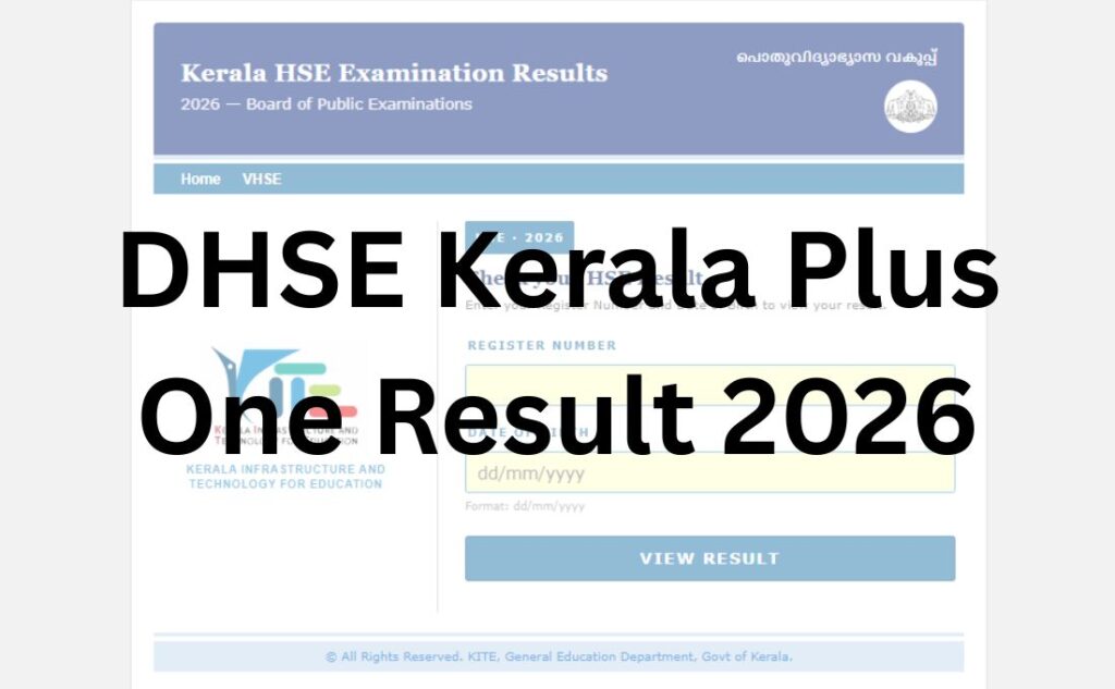 DHSE Kerala Plus One Result 2026
