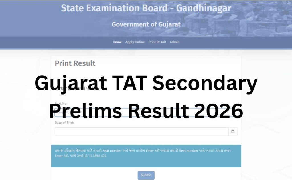 Gujarat TAT Secondary Prelims Result 2026