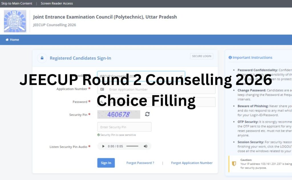 JEECUP Round 2 Counselling 2026 Choice Filling