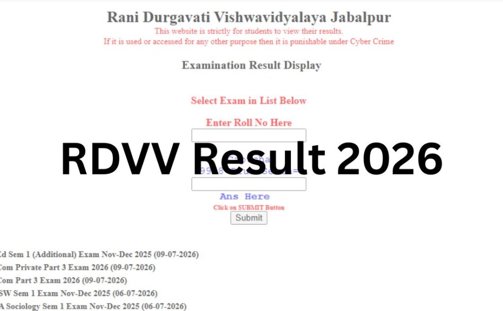 RDVV Result 2026