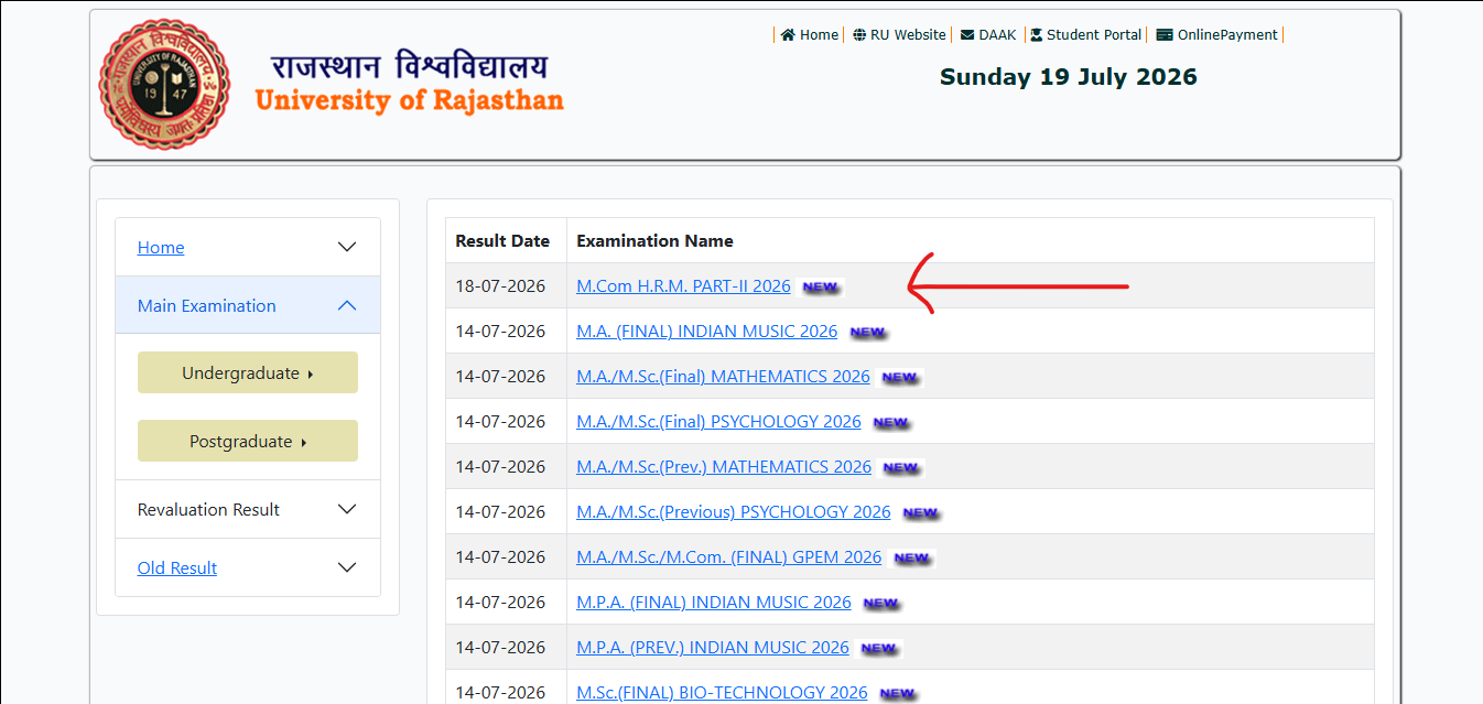 UNIRAJ Result