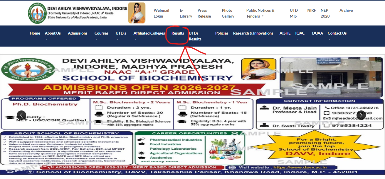 DAVV Result 2026